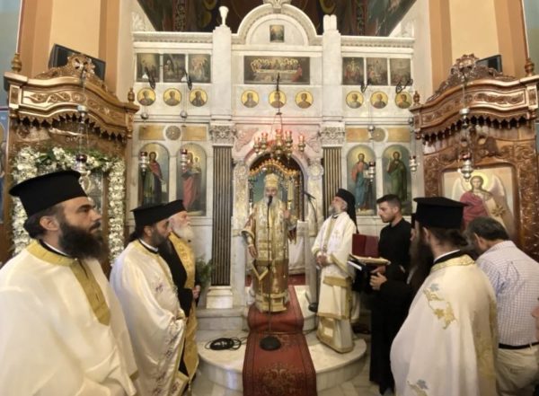 Ο Μητροπολίτης Παΐσιος στον Ιερό Ναό της Αγίας Μαρίνης Λέρου
