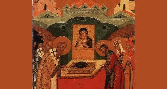 Vendosja e rrobës së Hyjlindëses në Vllahernë. Juvenali i Jerusalemit. Oshënar Stefani i Moldavisë