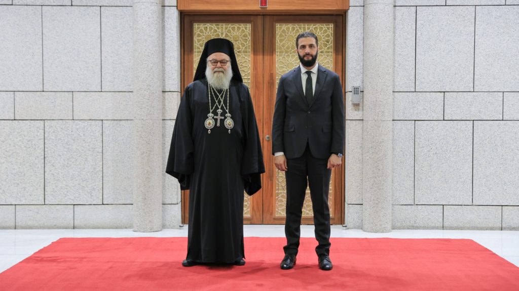 Ο Πατριάρχης Αντιοχείας Ιωάννης συναντήθηκε με τον Πρόεδρο της Συρίας, Αχμέντ Αλ Σάρα