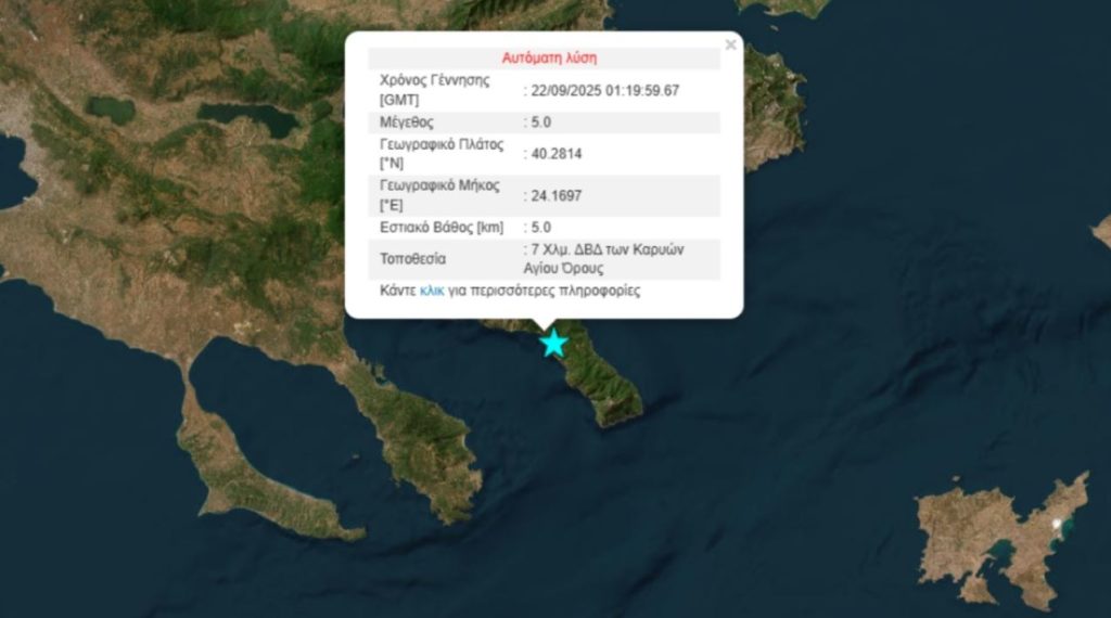 Σεισμός 4,8 Ρίχτερ στο Άγιο Όρος