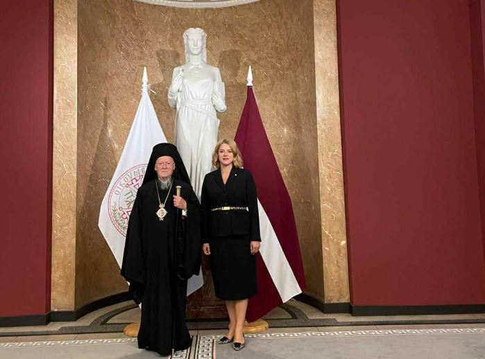 Συνάντηση του Οικουμενικού Πατριάρχη Βαρθολομαίου με την Πρωθυπουργό της Λετονίας