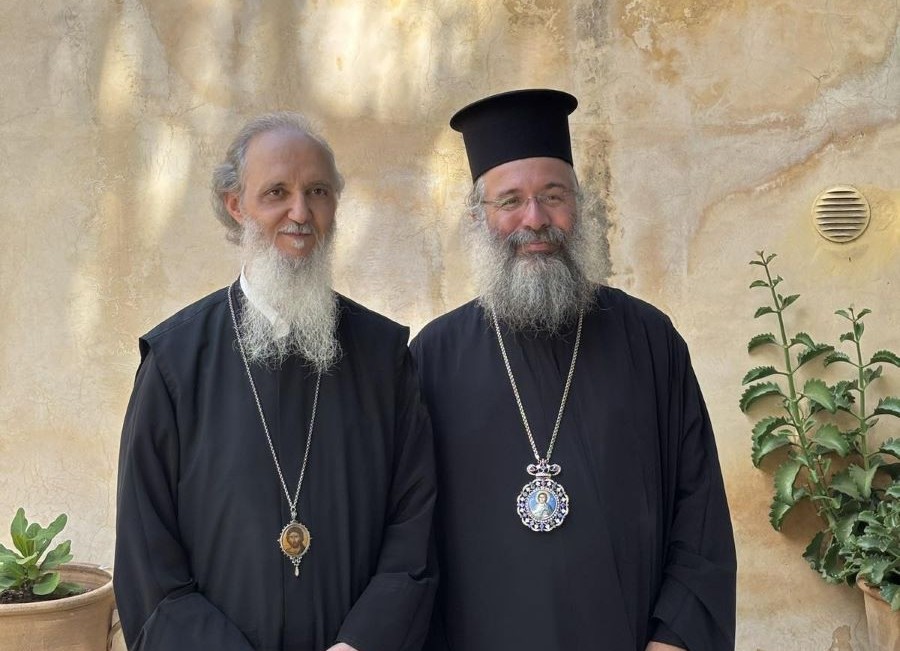 Metropolitan of Rethymno welcomes Metropolitan of Korea to Atali Monastery