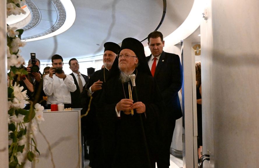 With paternal pride, a tearful Ec. Patr. Bartholomew blesses youth