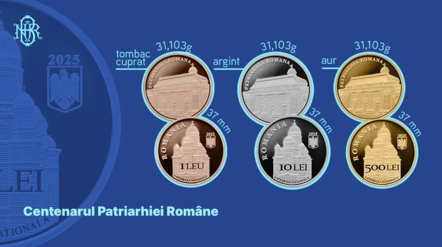 Νομίσματα αφιερωμένα στην εκατονταετηρίδα του Πατριαρχείου Ρουμανίας από την Εθνική Τράπεζα της Ρουμανίας