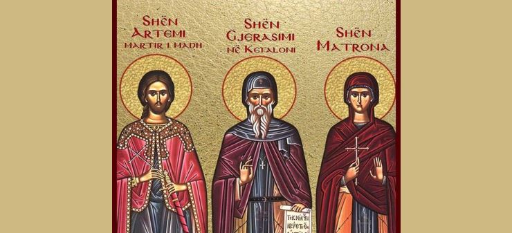 Dëshmor i madh Artemi. Oshënar Gjerasimi në Kefaloni. Oshënare Matrona në Hios
