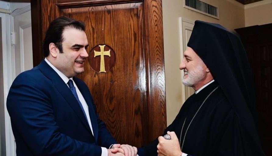 Greek Minister of Economy Kyriakos Pierrakakis meets with Abp. Elpidophoros