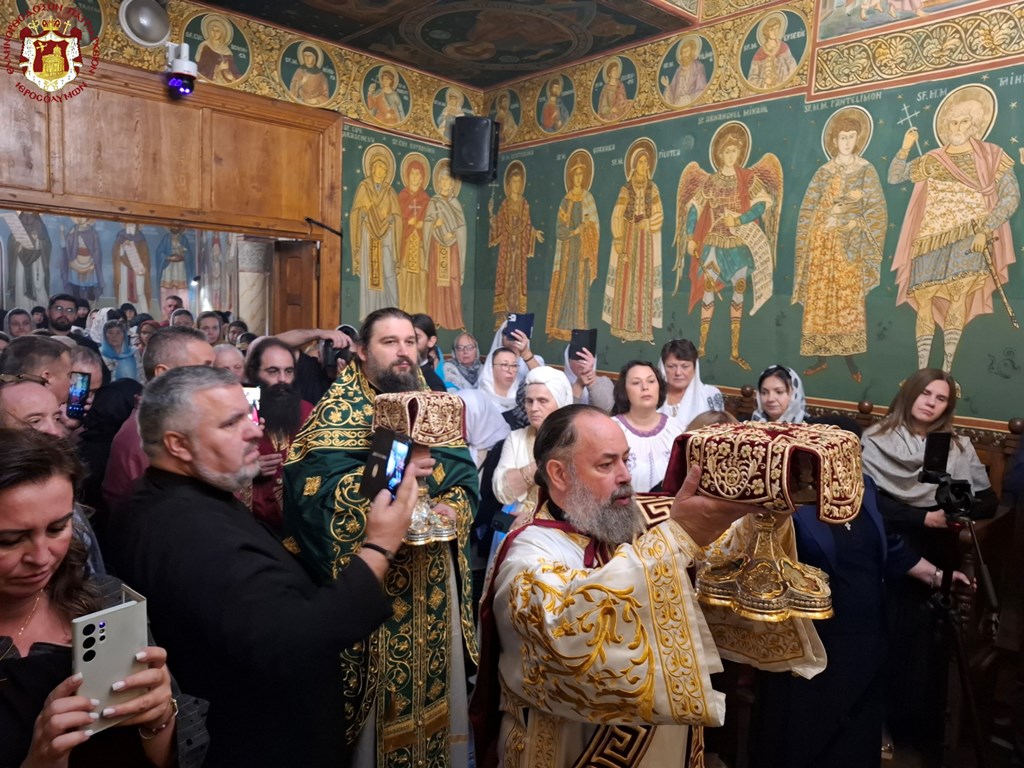 His Beatitude the Patriarch of Jerusalem presides at the Divine Liturgy in the Holy Monastery of Saint George, Representation of the Patriarchate of Romania
