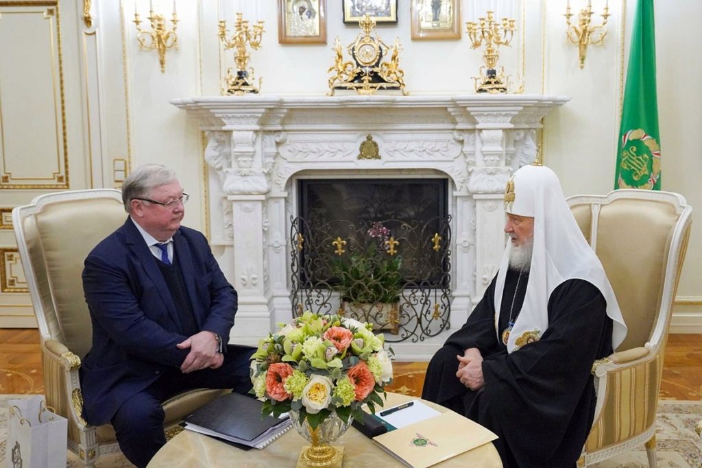 Святейший Патриарх Кирилл встретился с председателем Императорского православного палестинского общества С.В. Степашиным