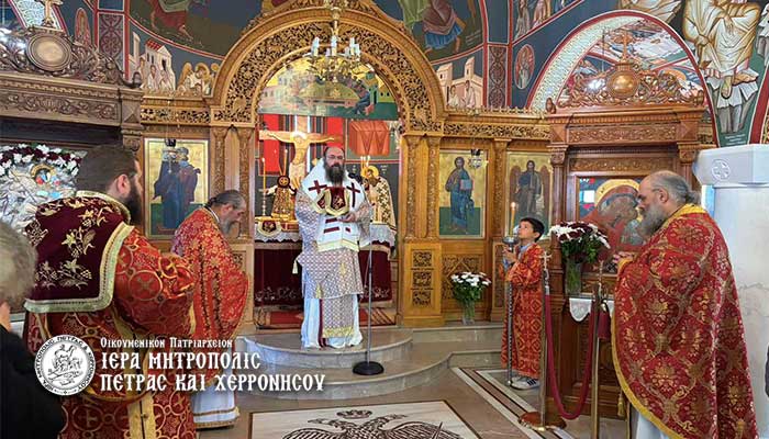 Ο Πέτρας Γεράσιμος στον Ιερό Ναό Αγίου Γεωργίου πόλεως Αγίου Νικολάου την Κυριακή Ε’ Λουκά