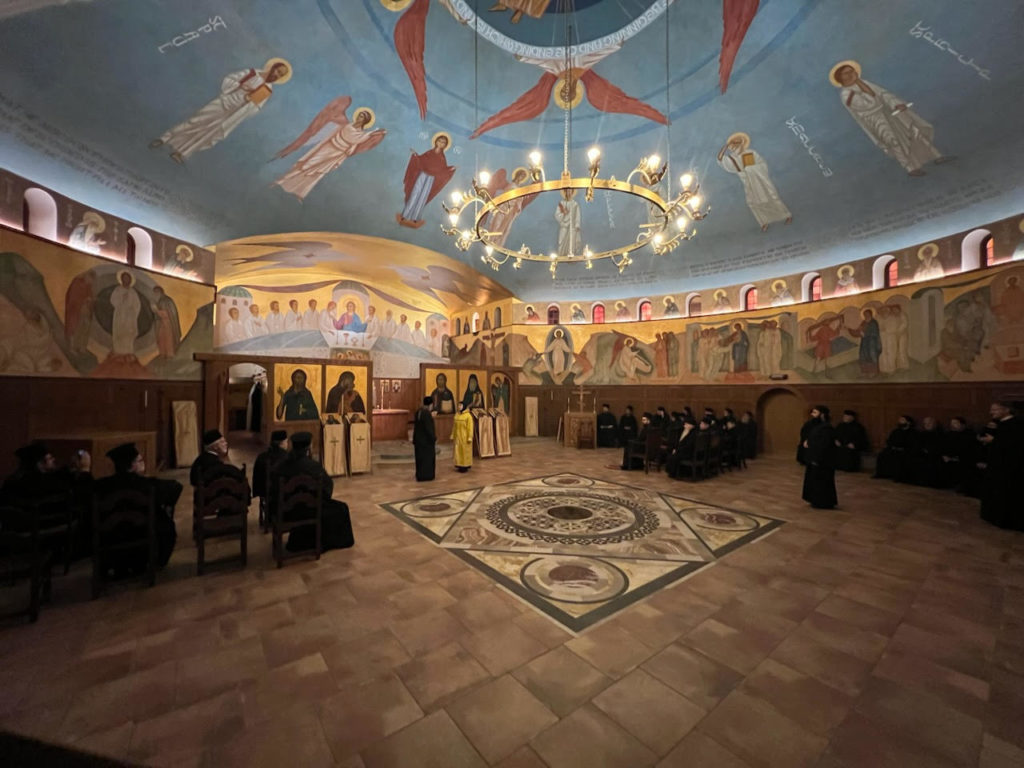 Clergy gather at the Patriarchal and Stavropegic Monastery of St John the Baptist, Essex
