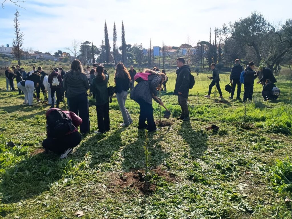 Δενδροφύτευση στην πυρόπληκτη περιοχή της Ιεράς Μονής Πεντέλης από μαθητές