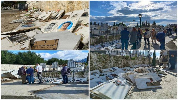 Εικόνες ντροπής στο Κοιμητήριο Καλαμάτας – Βεβήλωσαν τη μνήμη των κεκοιμημένων