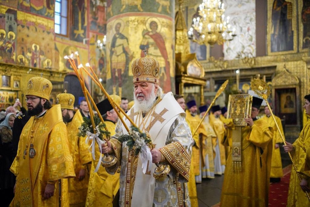 В праздник Собора Пресвятой Богородицы Святейший Патриарх Кирилл совершил Литургию в Успенском соборе Московского Кремля