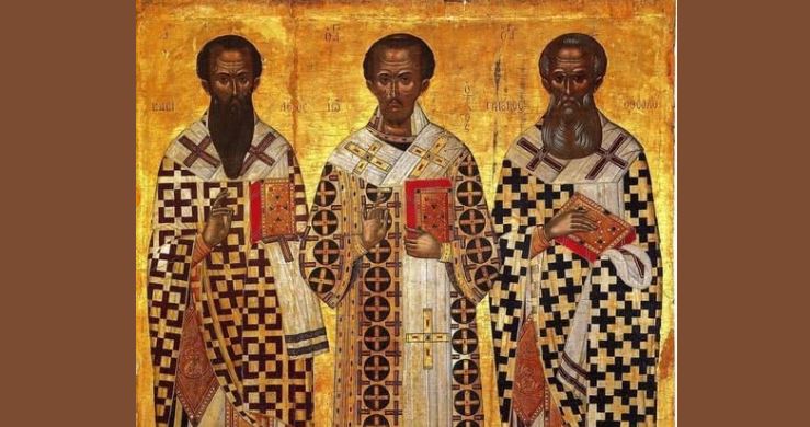 Tre Hierarkët: Vasili i Madh, Grigor Theologu, Joan Gojarti. Dëshmor Theofili i ri