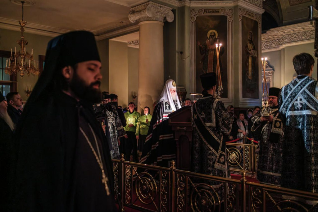 В среду первой седмицы Великого поста Предстоятель Русской Церкви совершил повечерие с чтением Великого канона прп. Андрея Критского в Даниловом монастыре