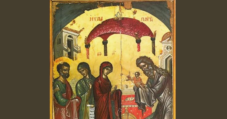 Paraqitja e Zotit tonë Jisu Krisht në Tempull (Ipapandia). Dëshmor i ri Jordani i Trebizondës