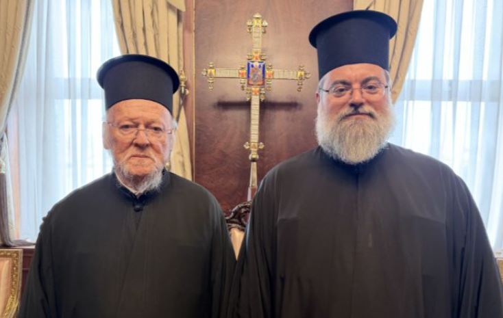 ‎البطريرك المسكوني يستقبل متروبوليت كيدونيا وأبوكورونو⁠ الجديد الم