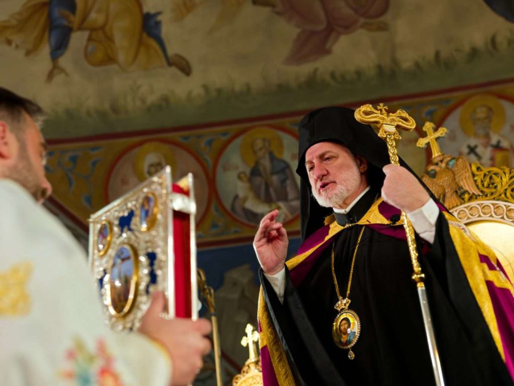 Sts. Catherine and George Church welcomes Archbishop Elpidophoros for Vesperal Liturgy of Holy Saturday in Astoria, NY
