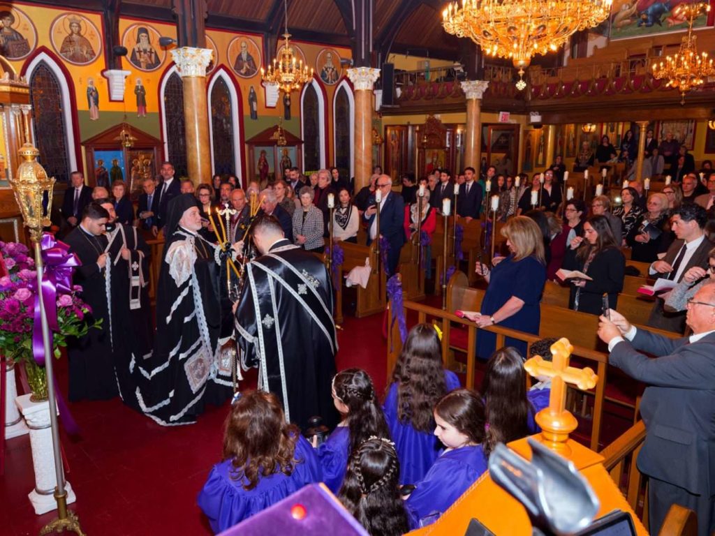 Kimisis tis Theotokou Church welcomes Archbishop Elpidophoros for Third Bridegroom Service in Brooklyn, NY