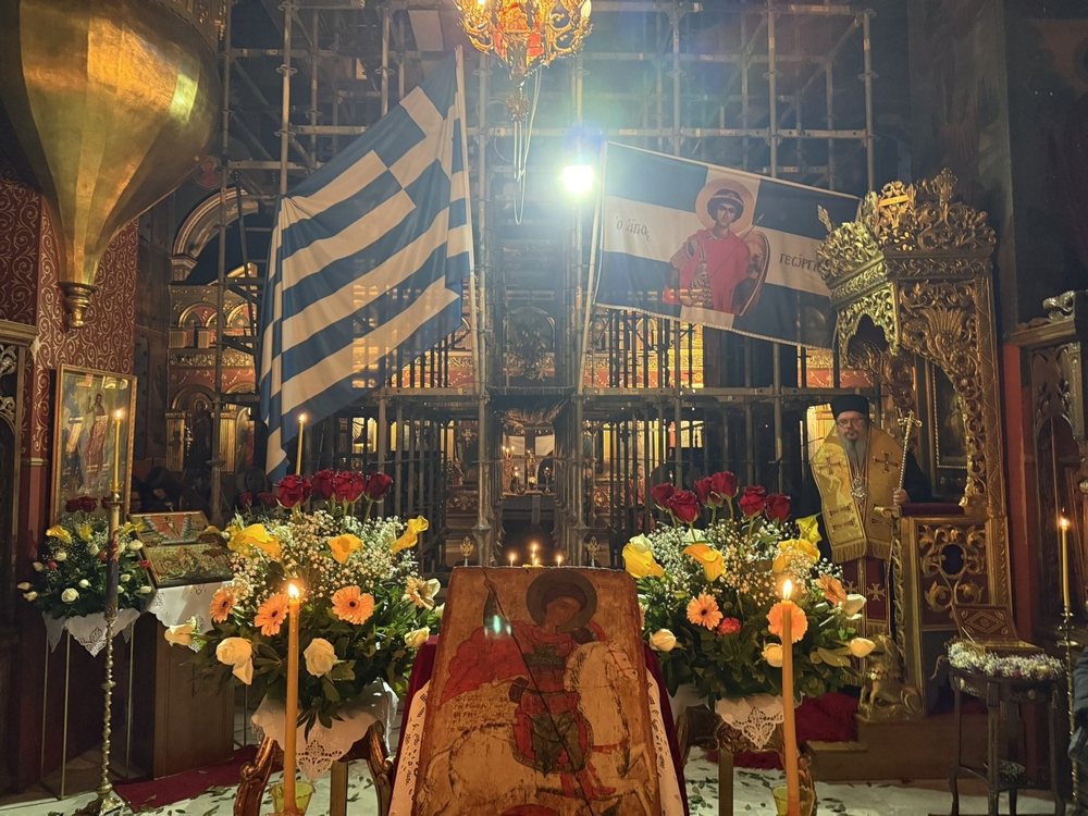 Ο πανηγυρικός Εσπερινός του σεισμόπληκτου Αγίου Γεωργίου στον Τύρναβο