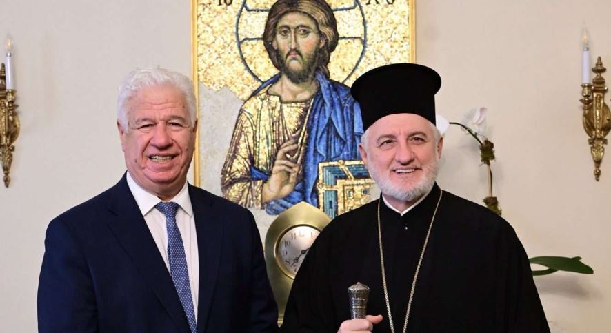 Archbishop Elpidophoros welcomes Ionian Islands Governor and Mayor of Messolonghi ahead of Greek Independence Parade