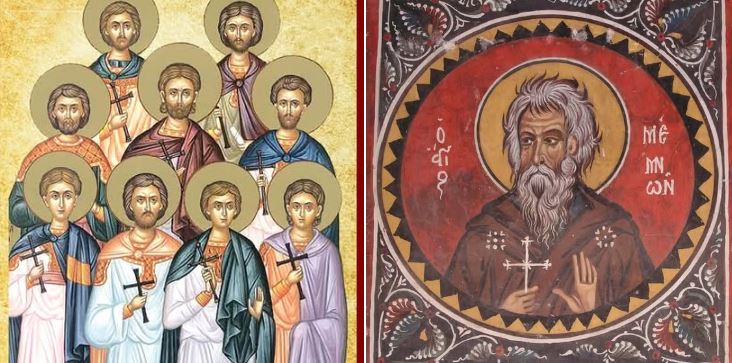 9 dëshmorët në Kizikë (Theogni etj.). Oshënar Memnoni, çudibërës. Oshënar Kirilli i Turovit