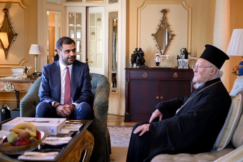 Pavlos Marinakis meets with Ecumenical Patriarch Bartholomew