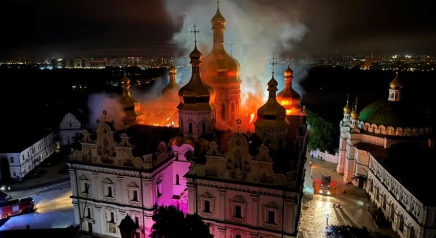 Ukraine’s historic Kyiv Pechersk Lavra monastery on fire following major Russian attack