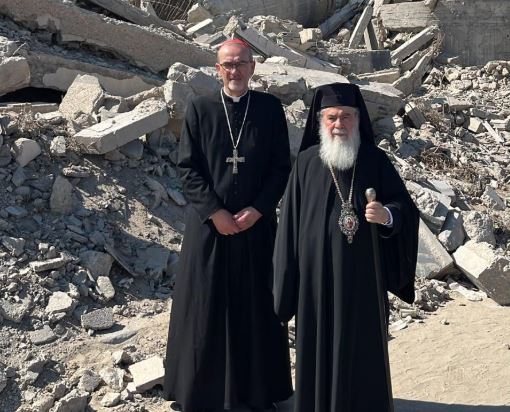 Patriarch Theophilos III and Cardinal Pizzaballa Arrive in Gaza for Pastroral Visit