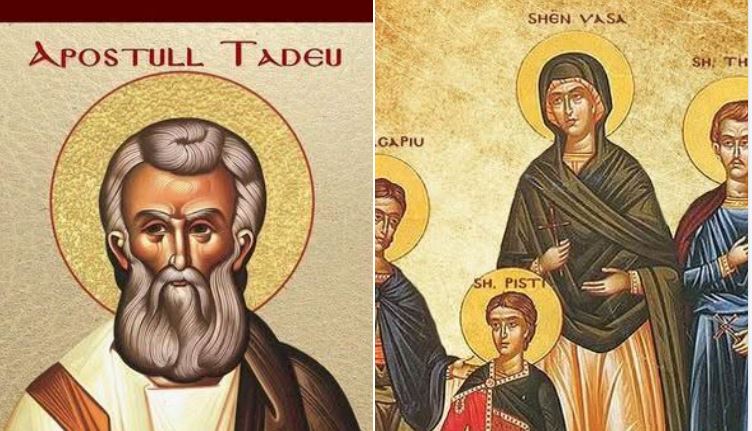 Apostull Tadeu. Dëshmore Vasa me fëmijët e saj: Theogni, Agapiu, Pisti.
