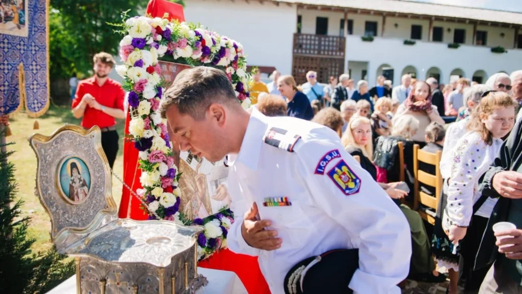 Firefighters gather at Partoș Monastery to honour St Joseph the New