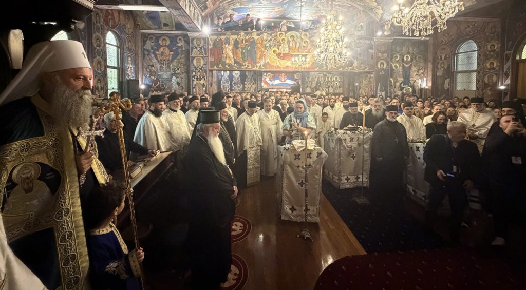 Величанствени дочек Патријарха Порфирија у Саборном храму Светог Георгија у Кабрамати