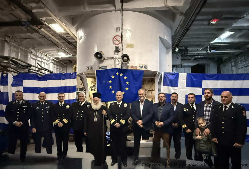 Επίσκεψη του Ιεραπύτνης Κυρίλλου στη φρεγάτα του Π.Ν. «ΝΑΒΑΡΙΝΟΝ» στη Σητεία