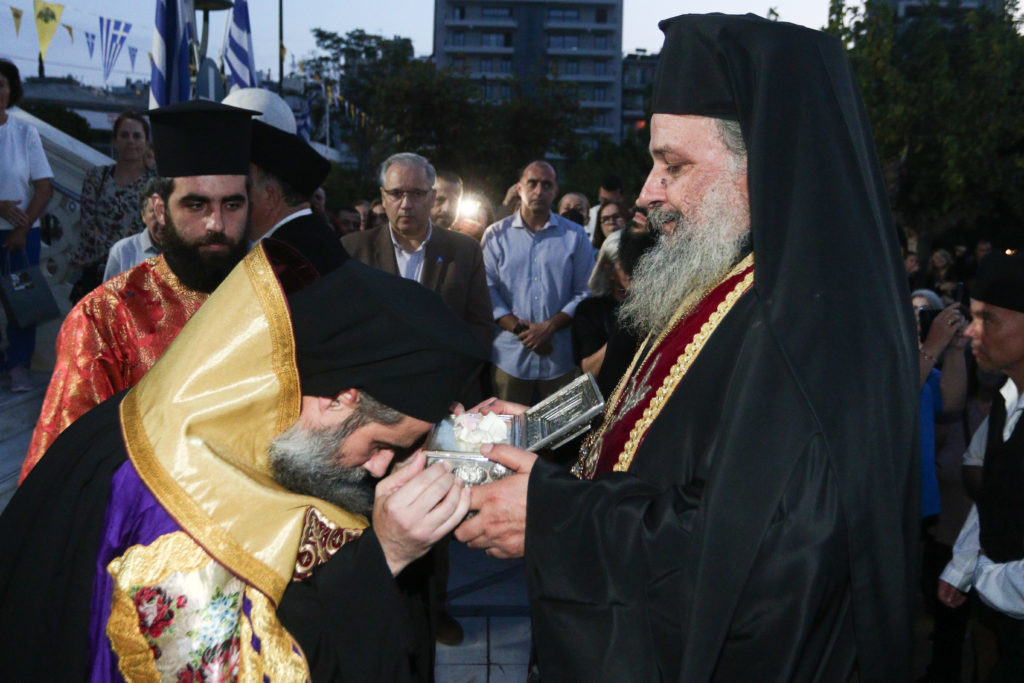 Υποδοχή των Ιερών Λειψάνων των Αγίων Ραφαήλ, Νικολάου και Ειρήνης στον Άγιο Ανδρέα Λαμπρινής
