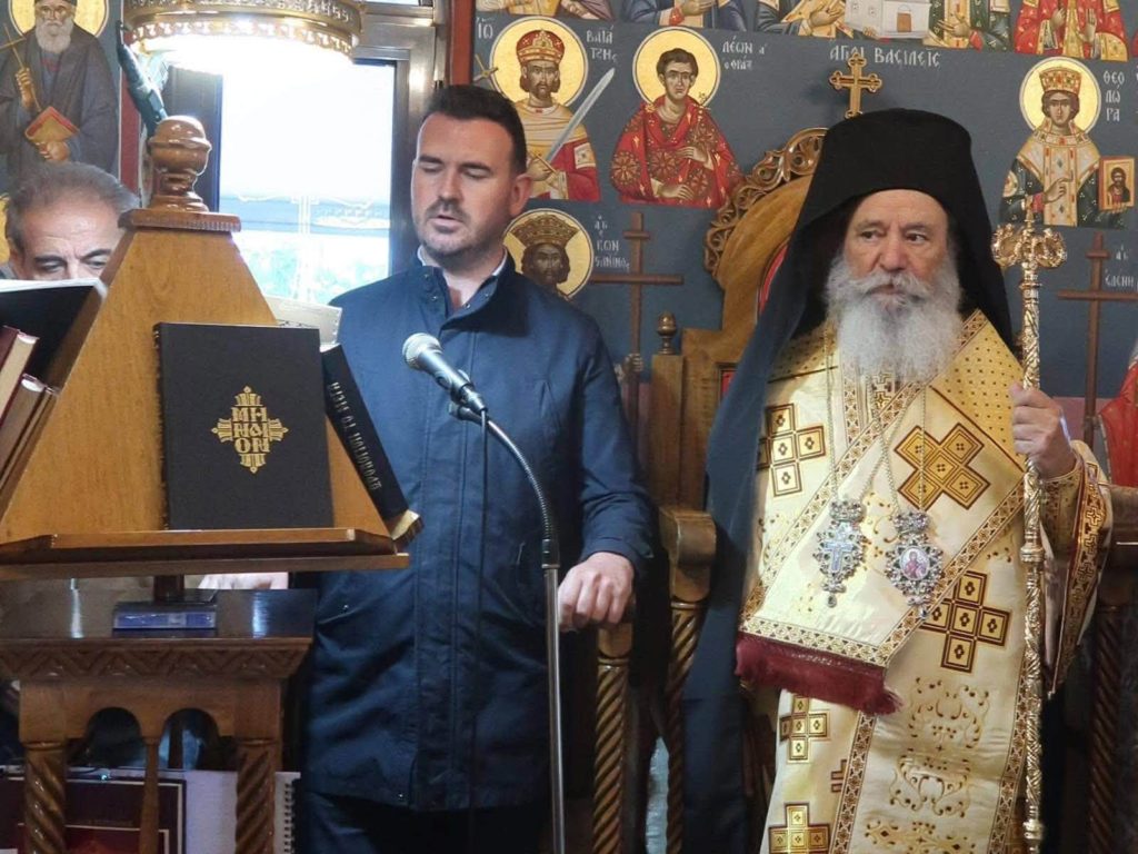 Ο Μητροπολίτης Ύδρας στο παρεκκλήσιο της Παναγίας των Βλαχερνών Αρκαδίας