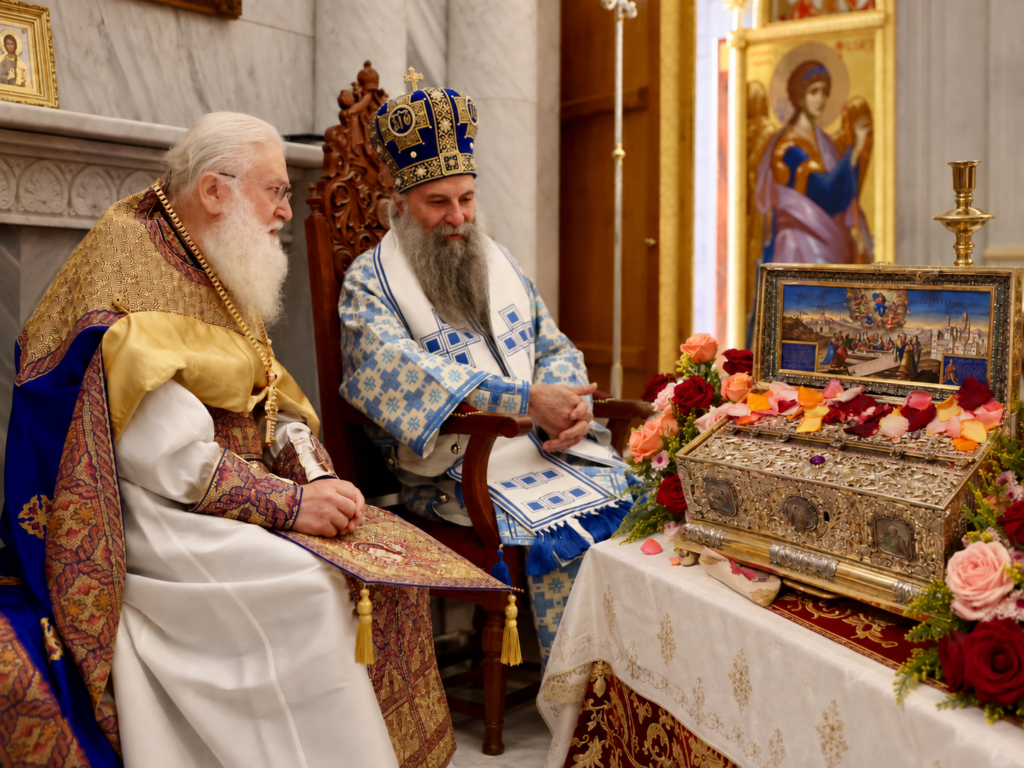 Ζωντανά ο Πατριάρχης Σερβίας Πορφύριος με τον Γέροντα Εφραίμ στην Pemptousia TV