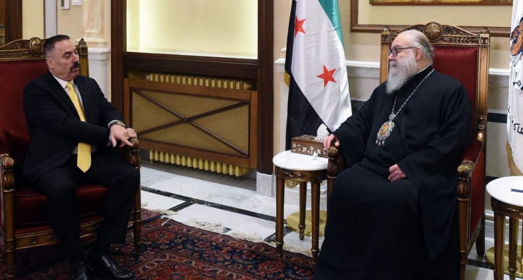 البطريرك يوحنا العاشر يستقبل القائم بأعمال سفارة قبرص في سوريا في زيارة وداعية