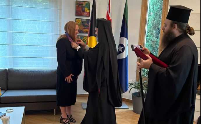 Ambassador Duncan Honoured with the Order of the Christ Loving by Archbishop Makarios of Australia